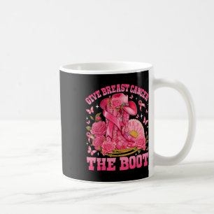 Give Breast Cancer The Boot Cowgirl Patchwork Pink Coffee Mug