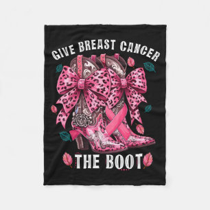 Give Breast Cancer The Boot Nk Cowgirl Western Tee Fleece Blanket