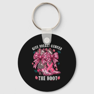 Give Breast Cancer The Boot Nk Cowgirl Western Tee Keychain