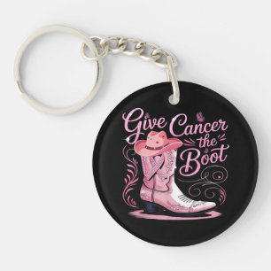 Give Breast Cancer The Boot Pink Ribbon Keychain