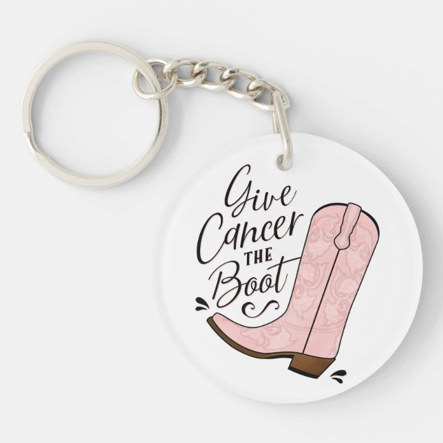 Give Cancer the Boot Breast Cancer Awareness Keychain (Front)