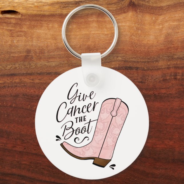 Give Cancer the Boot Breast Cancer Support Gift Keychain (Front)