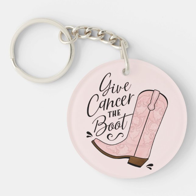 Give Cancer the Boot Breast Cancer Support Gift Keychain (Front)