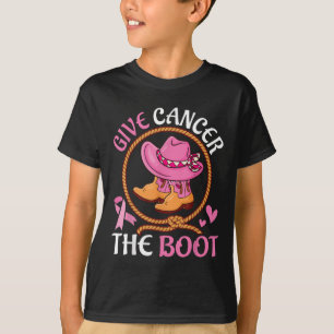 Give Cancer The Boot Pink Western Breast Cancer Aw T-Shirt