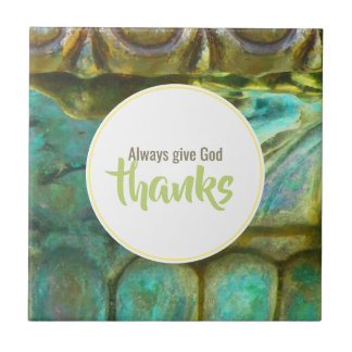 Give God Thanks Copper Patina Tile