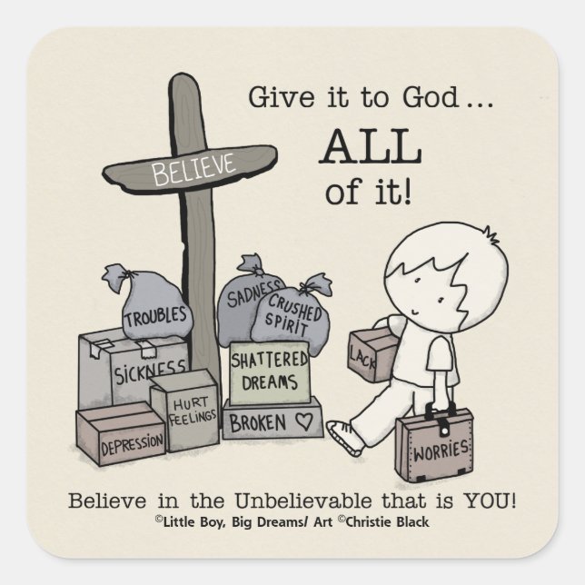 Give it ALL to God Square Sticker (Front)