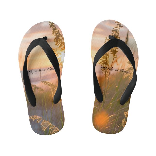 Give it to God Go to Sleep Good Night Quote Design Kid's Flip Flops (Footbed)