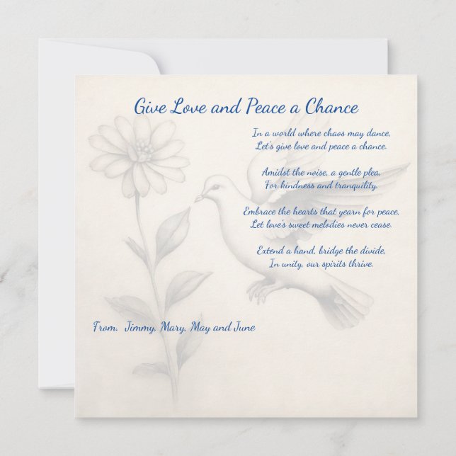 Give Love and Peace a Chance. Global Harmony: Card (Back)