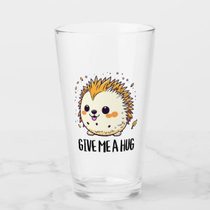 Give me a hug cute hedgehog design glass