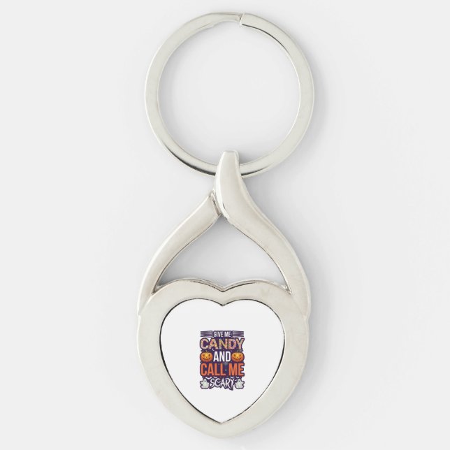 Give Me Candy Call Scary Halloween Ghost Pumpkin_1 Keychain (Front)
