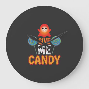 Give Me Candy Halloween Ghost_1 Large Clock