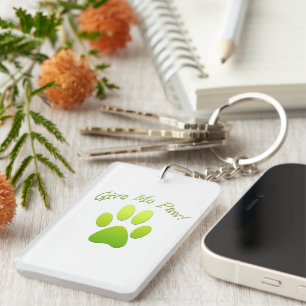 Give Me Paw green Keychain
