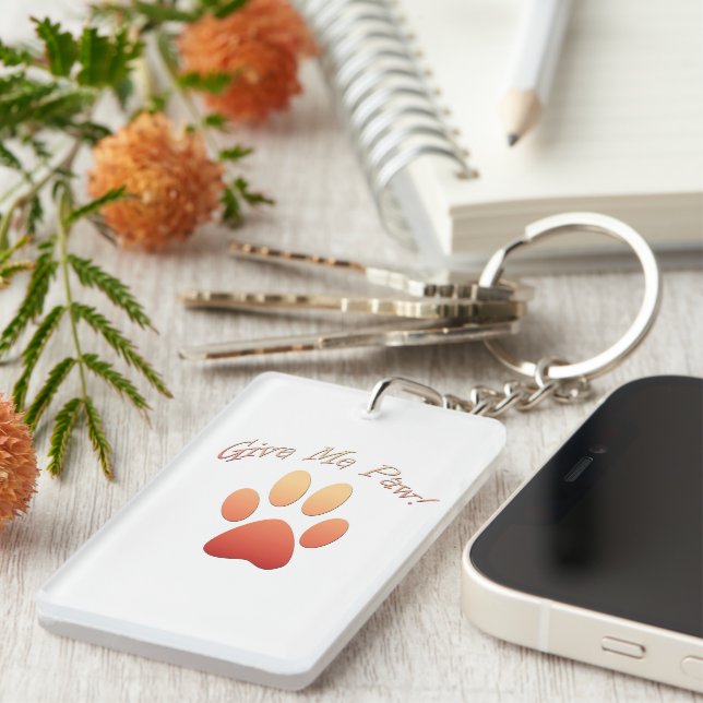 Give Me Paw orange Keychain (Front Right)