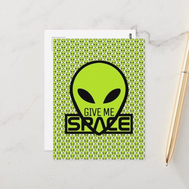 Give Me Space, Extraterrestrial Alien Postcard (Front/Back In Situ)