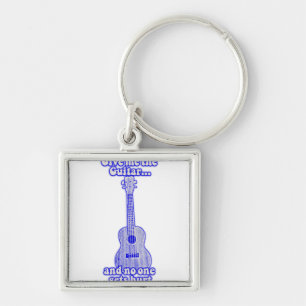 Give me the guitar and no one gets hurt.retro blue keychain