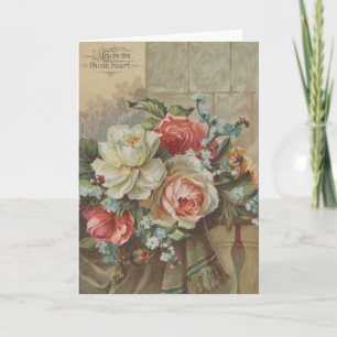 Give me thine heart Antique Cottagecore Valentine Card