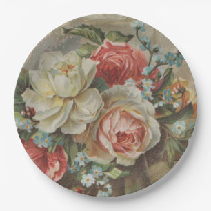 Give me thine heart Antique Cottagecore Valentine Paper Plate