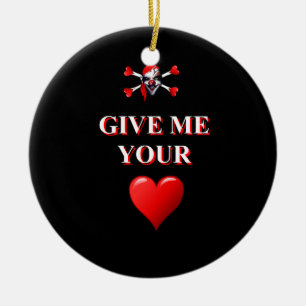 Give me your heart pirate clown ceramic ornament