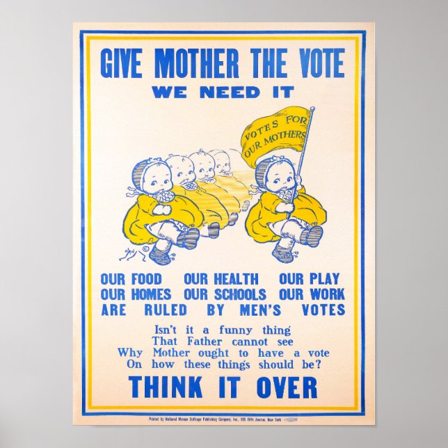 “Give Mother the Vote” - Vintage Poster (Front)