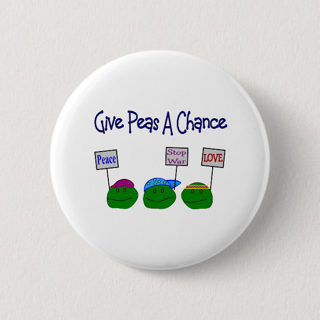 Give PEAS a chance 2 Inch Round Button (Front)