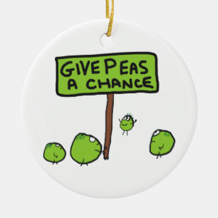 Give Peas A Chance Ceramic Ornament