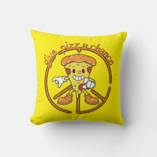 GIVE PIZZA A CHANCE funny pizza pun gift idea Throw Pillow