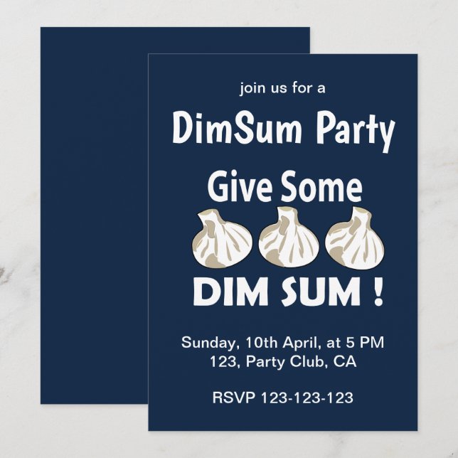 Give Some Dim Sum Party Invitation (Front/Back)