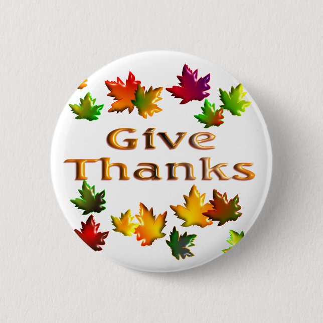 Give Thanks 2 Inch Round Button (Front)
