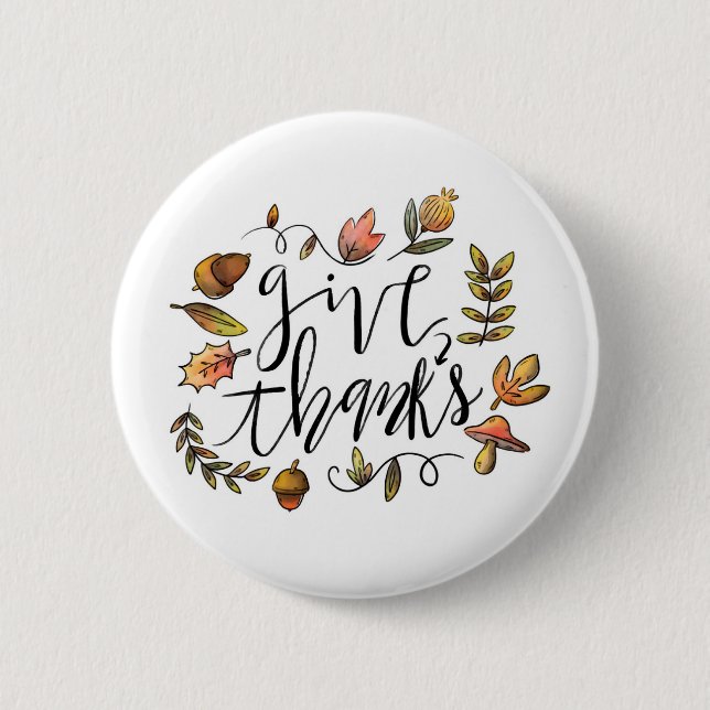 Give Thanks 2 Inch Round Button (Front)