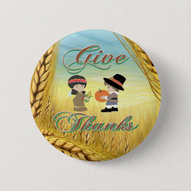 Give Thanks 2 Inch Round Button (Front)