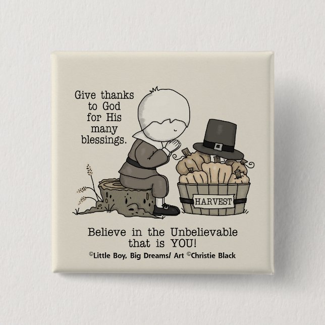 Give Thanks 2 Inch Square Button (Front)