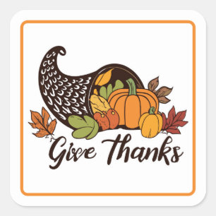 Give Thanks Autumn Foliage Square Sticker