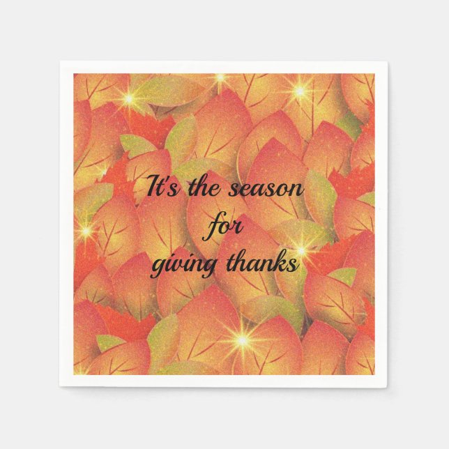Give Thanks Autumn Leaves Napkins (Front)