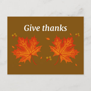 Give Thanks Autumn Leaves Postcard – Seasonal