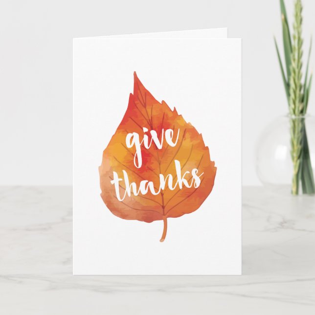 Give Thanks | Autumn Leaves Thanksgiving Holiday Card (Front)