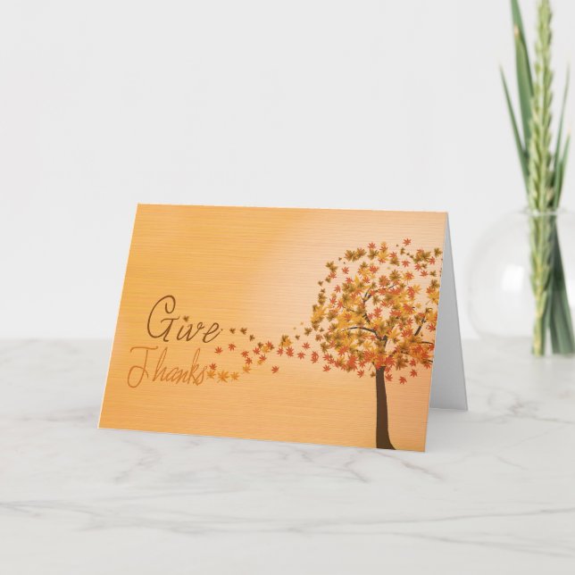 Give Thanks Autumn Tree Greeting Card (Front)