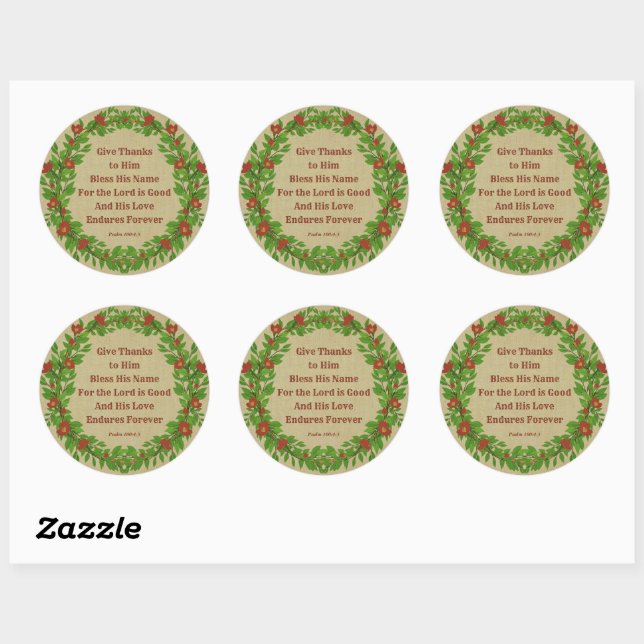 Give Thanks Bless His Name Lord is Good - Classic Round Sticker (Sheet)