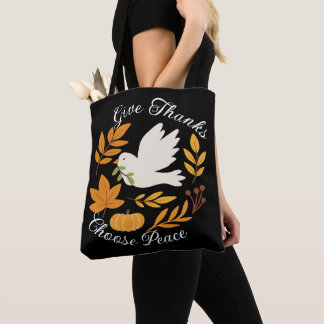 'Give Thanks, Choose Peace' Shoulder Tote