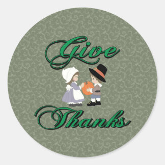 Give Thanks Classic Round Sticker