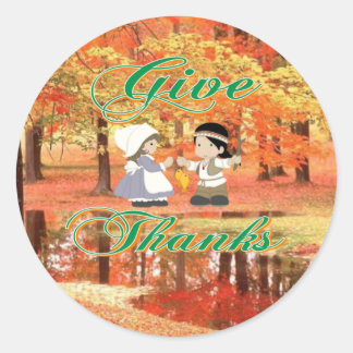 Give Thanks Classic Round Sticker