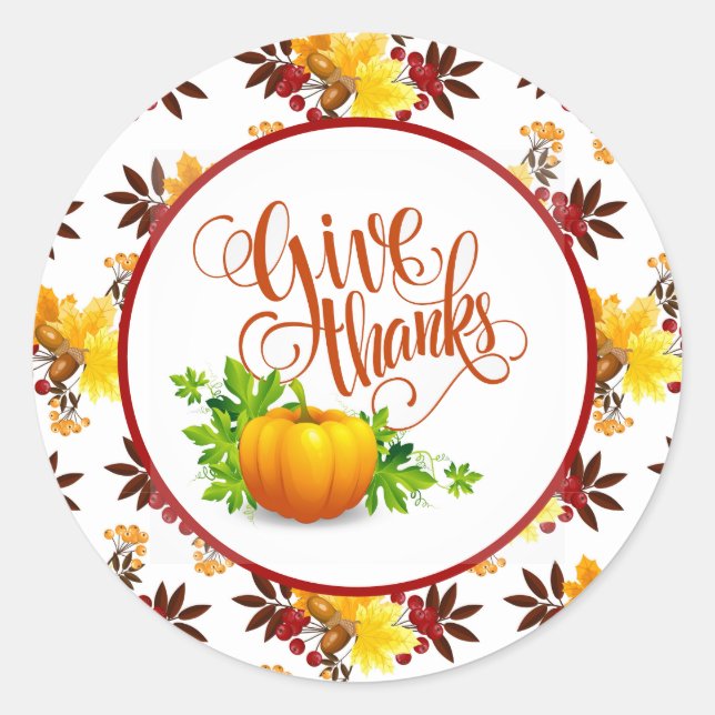 Give Thanks classic round sticker (Front)