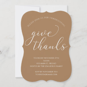 Give Thanks Elegant White Script Thanksgiving Invitation