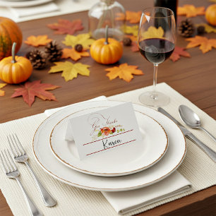 Give Thanks fall floral Place Card