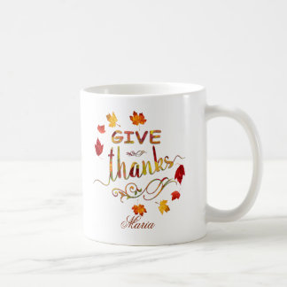 Give Thanks Fall Rustic Thanksgiving Monogram Coffee Mug