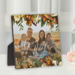 Give thanks family photo modern Thanksgiving  Plaque<br><div class="desc">Create your own custom family photo Thanksgiving personalized autumn fall floral botanical decorative keepsake plaque with your family name and text.             Easy to personalize with your custom image and name. It can be a nice thoughtful keepsake gift for a family on Thanksgiving or family anniversary, </div>