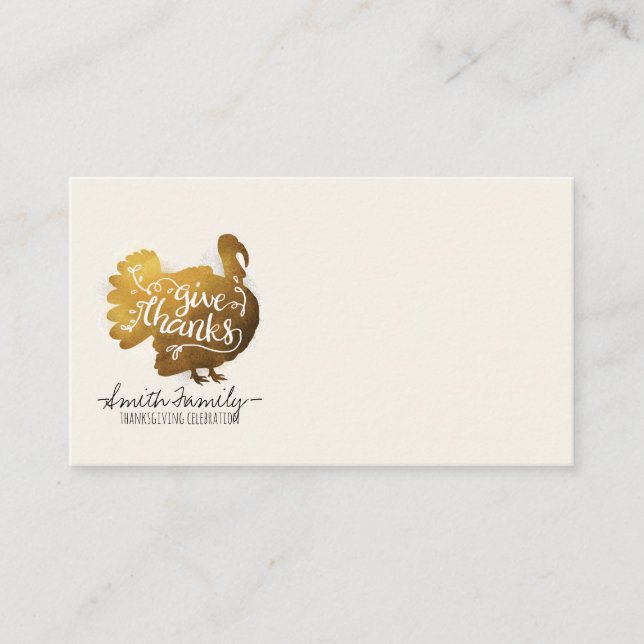 Give Thanks | Family Thanksgiving Celebration Place Card (Front)