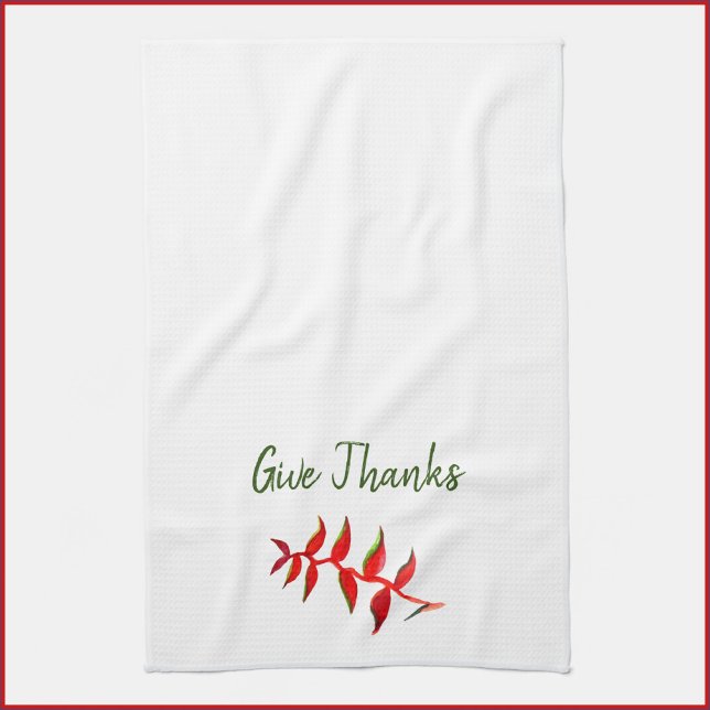 Give Thanks Floral Kitchen Towel (Creator Uploaded)