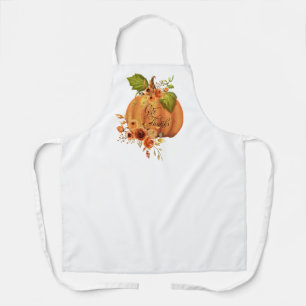 Give Thanks floral pumpkin Apron
