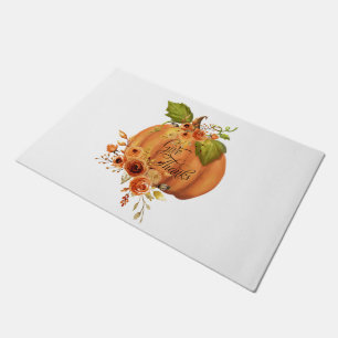 Give Thanks floral pumpkin Doormat
