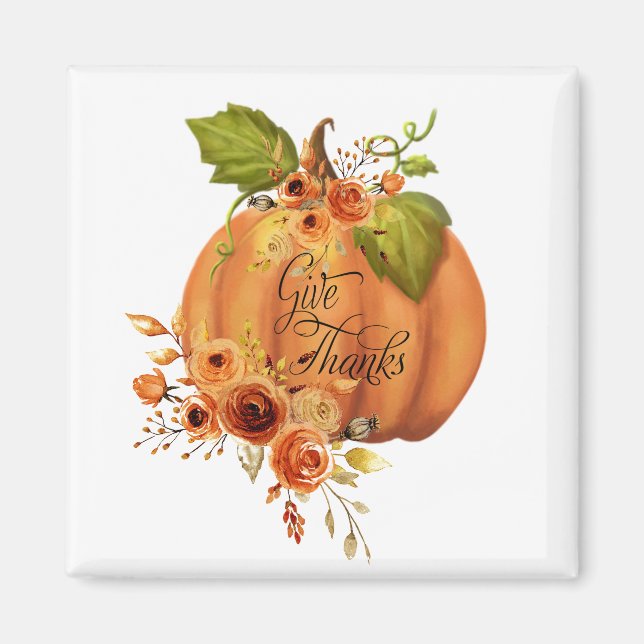 Give Thanks floral pumpkin  Magnet (Front)